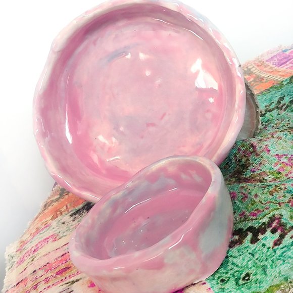 Pastel Pink Trinket Dish Handmade Pottery Boho Home Decor - Picture 5 of 5
